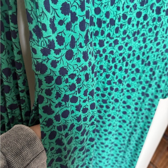 Boden Evelyn Jersey Long Sleeve Midi Dress in Green & Navy Print Size 16/18R - Picture 6 of 11